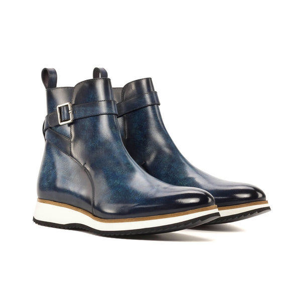 Ambrogio Bespoke Men's Shoes Denim Patina Leather Jodhpur Boots (AMB2288)-AmbrogioShoes