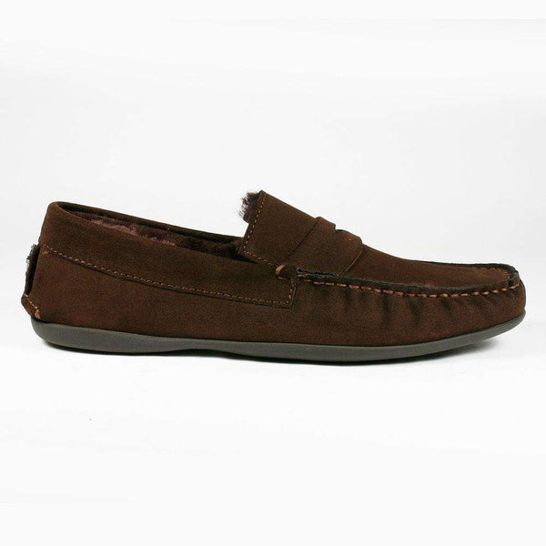 Cesare Paciotti Luxury Italian Men Shoes Camoscio Ebano Suede w/ Sheepskin Brown Moccasins (CPM2216)-AmbrogioShoes