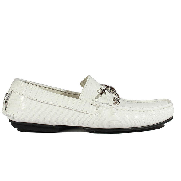 Cesare Paciotti Luxury Italian Mens Designer Shoes White Glass Leather Moccasins (CPM2352)-AmbrogioShoes