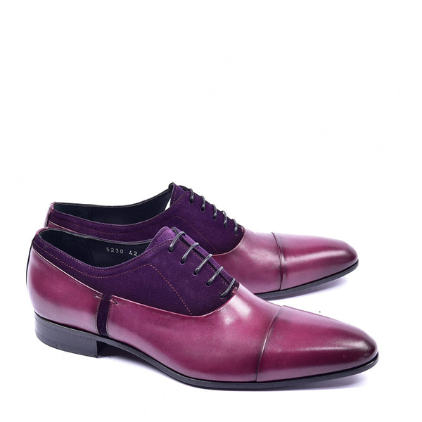 Corrente C0014042 5230 Men's Shoes Purple Suede / Calf-Skin Leather Cap-Toe Oxfords (CRT1299)-AmbrogioShoes