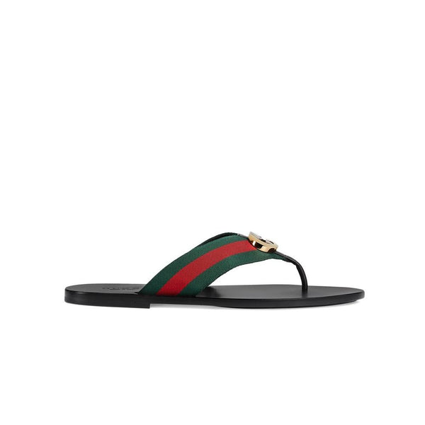 Gucci 630307 H9020 8476 Men's Shoes Black, Red & Green Calf-Skin leather / Fabric Sandals (GGM1722)-AmbrogioShoes