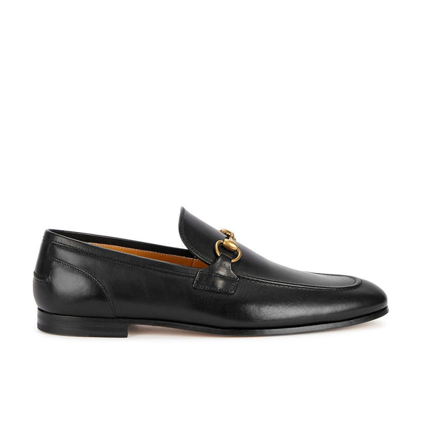 Gucci Jordaan Black Leather Loafers Men's Shoes Bit 406994 (GGM1710)-AmbrogioShoes