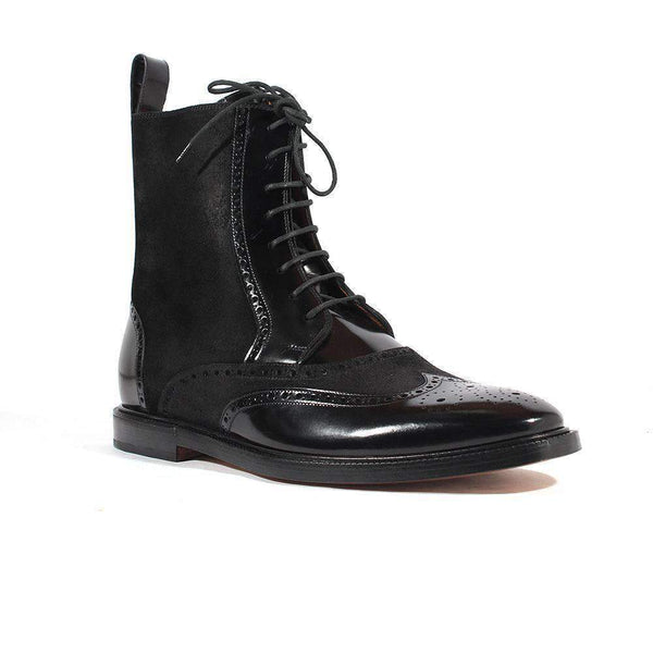 Gucci Mens Shoes Black Leather and Suede Boots (GGM1519)-AmbrogioShoes