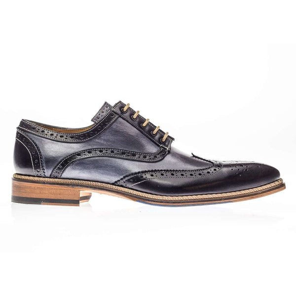 Jose Real Men's Shoes Veloce Antracite & Nero Calf-skin Leather Oxfords R2318 (RE2119)-AmbrogioShoes