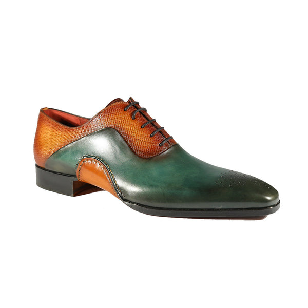 Magnanni 20120 Sanchez II Men's Shoes Brown & Green Grabado Print / Calf-Skin Leather Oxfords (MAGS1090)-AmbrogioShoes