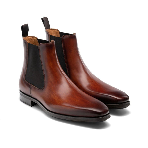 Magnanni 21139 Riley Men's Shoes Cognac Calf-Skin Leather Chelsea Boots (MAG1062)-AmbrogioShoes