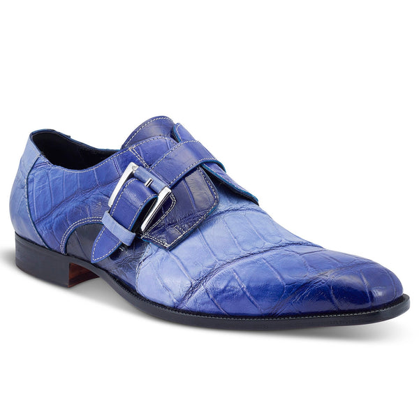 Mauri Deacon 4853 Men's Shoes Two-Tone Blue Exotic Alligator Monk-Strap Loafers (MA5467)-AmbrogioShoes