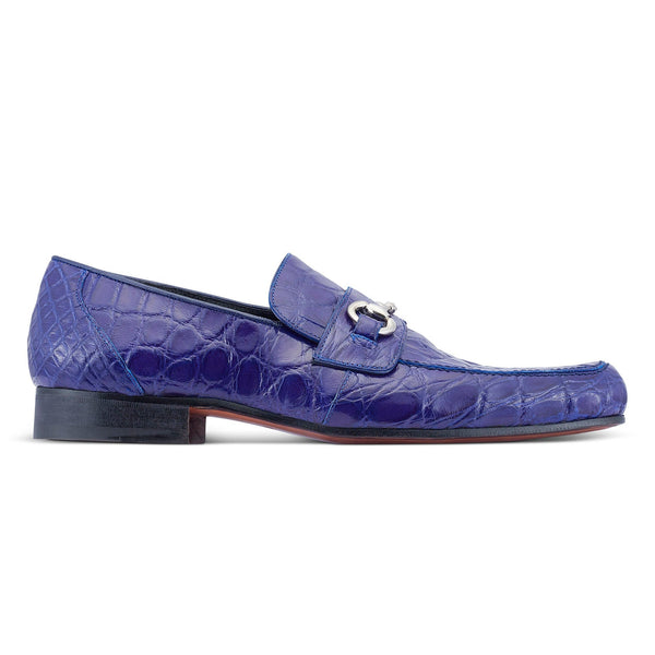 Mauri Executive 4885/2 Men's Shoes Royal Blue Alligator Split-Toe Horsebit Loafers (MA5477)-AmbrogioShoes