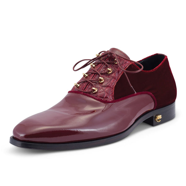 Mauri Tycoon 4993 Men's Shoes Ruby Red Alligator/ Velvet / Patent Leather Formal / Dress Oxfords (MA5475)-AmbrogioShoes