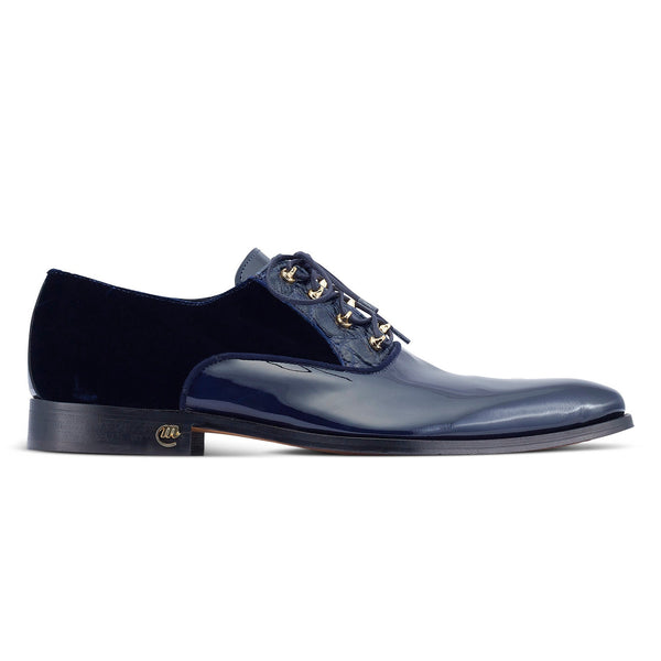 Mauri Tycoon 4993 Men's Shoes Wonder Blue Alligator/ Velvet / Patent Leather Formal / Dress Oxfords (MA5476)-AmbrogioShoes