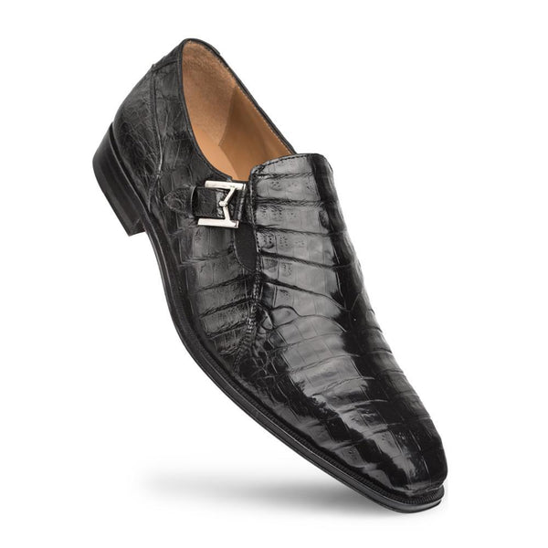 Mezlan 4773-F-SX102 Gore Men's Shoes Black Genuine Crocodile Monk-Strap Loafers (MZ3361)-AmbrogioShoes