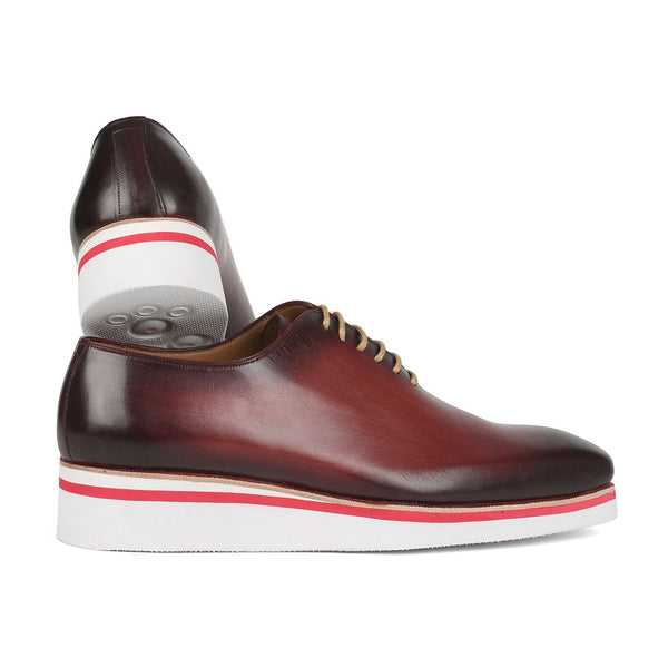 Paul Parkman 191-BRD Men's Shoes Bordeaux Calf-Skin Leather Smart Casual Wholecut Oxfords (PM6372)-AmbrogioShoes