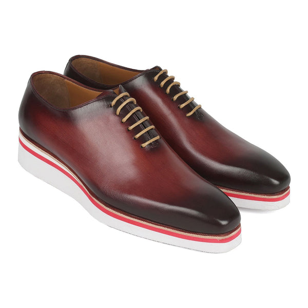 Paul Parkman 191-BRD Men's Shoes Bordeaux Calf-Skin Leather Smart Casual Wholecut Oxfords (PM6372)-AmbrogioShoes