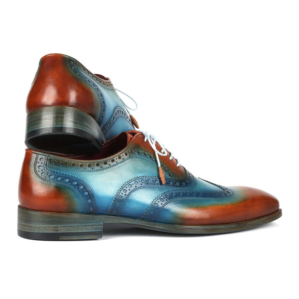 Paul Parkman 228-TRQ Men's Shoes Turquoise & Tobacco Wingtip Oxfords (PM6376)-AmbrogioShoes