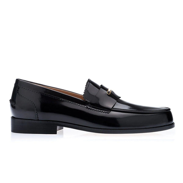 SUPERGLAMOUROUS Balmoral Men's Shoes Black Polished Leather Penny Loafers (SPGM1129)-AmbrogioShoes